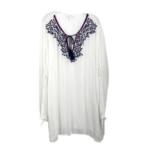 La Blanca‎ embroidered swim cover up tunic top dress Sz L